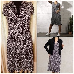 Banana Republic Black & White VNeck Midi Dress SzM